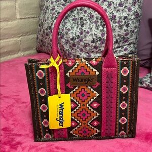 Wrangler Vibrant Pink and Brown Tote
